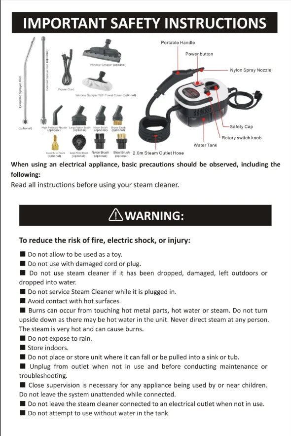 2500W Portable High Temperature Steam Cleaner