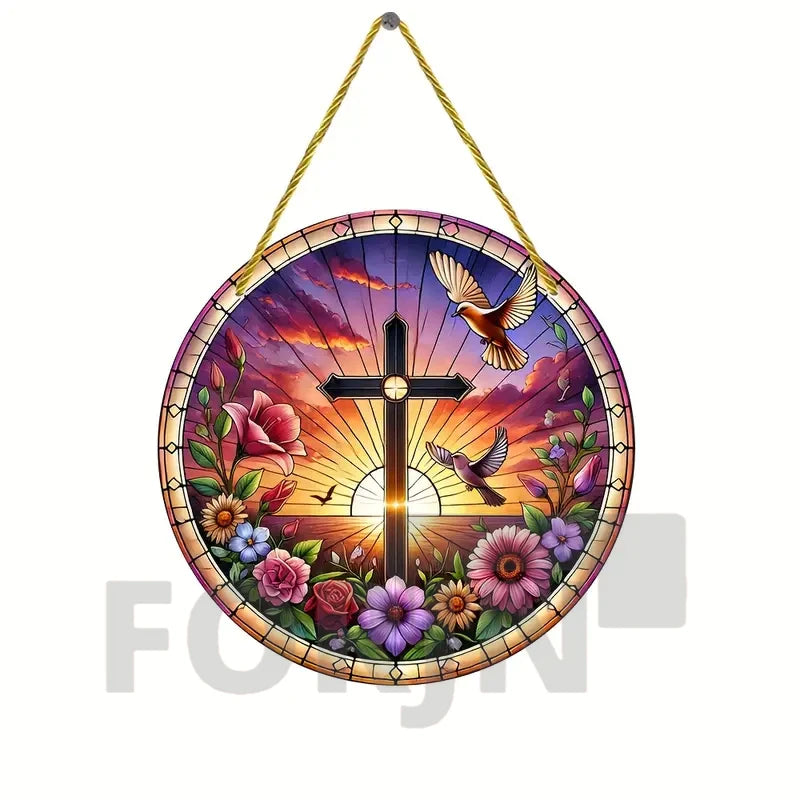 Christian Cross Suncatcher Hanging Decor
