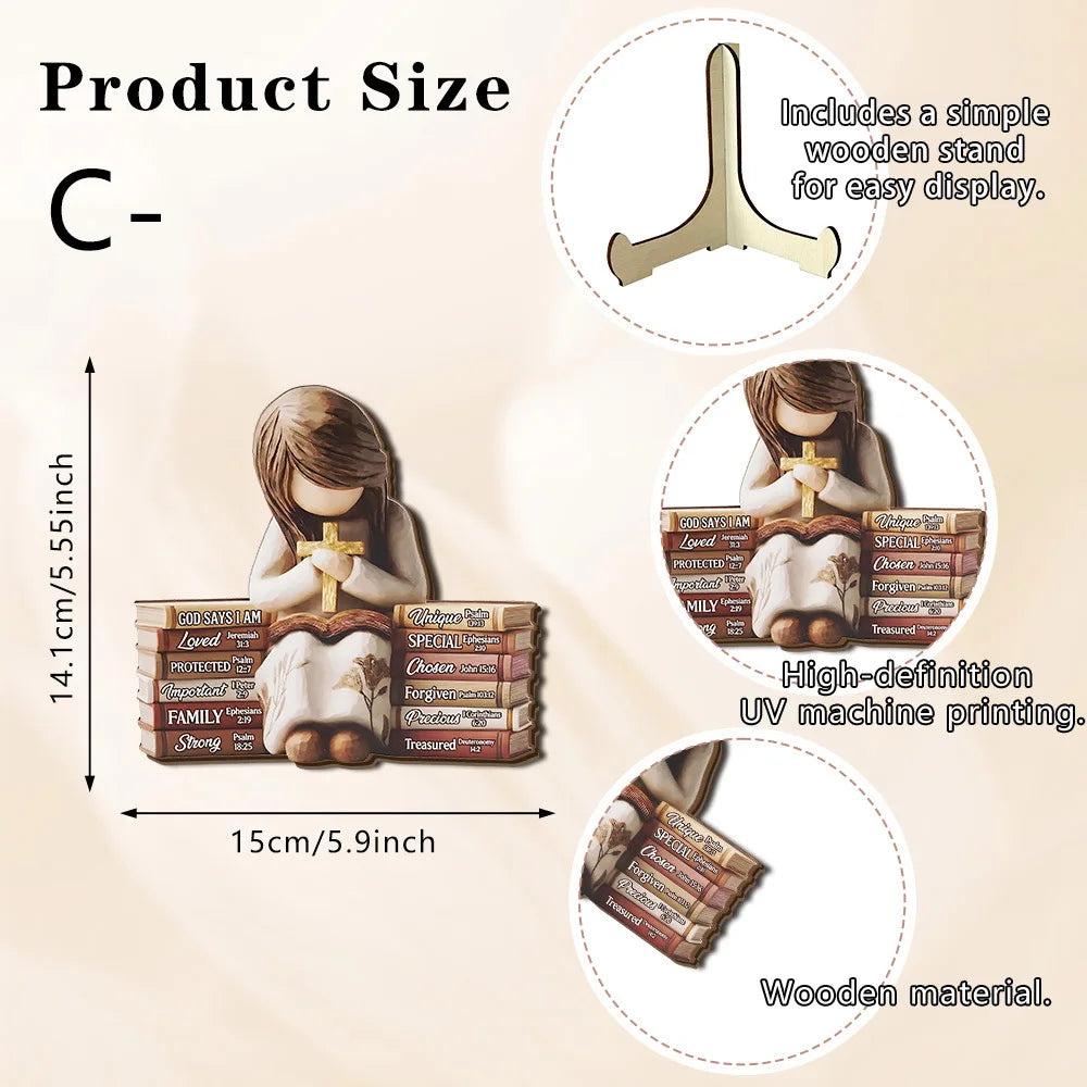 Reading Girl Wooden Bookshelf Decor