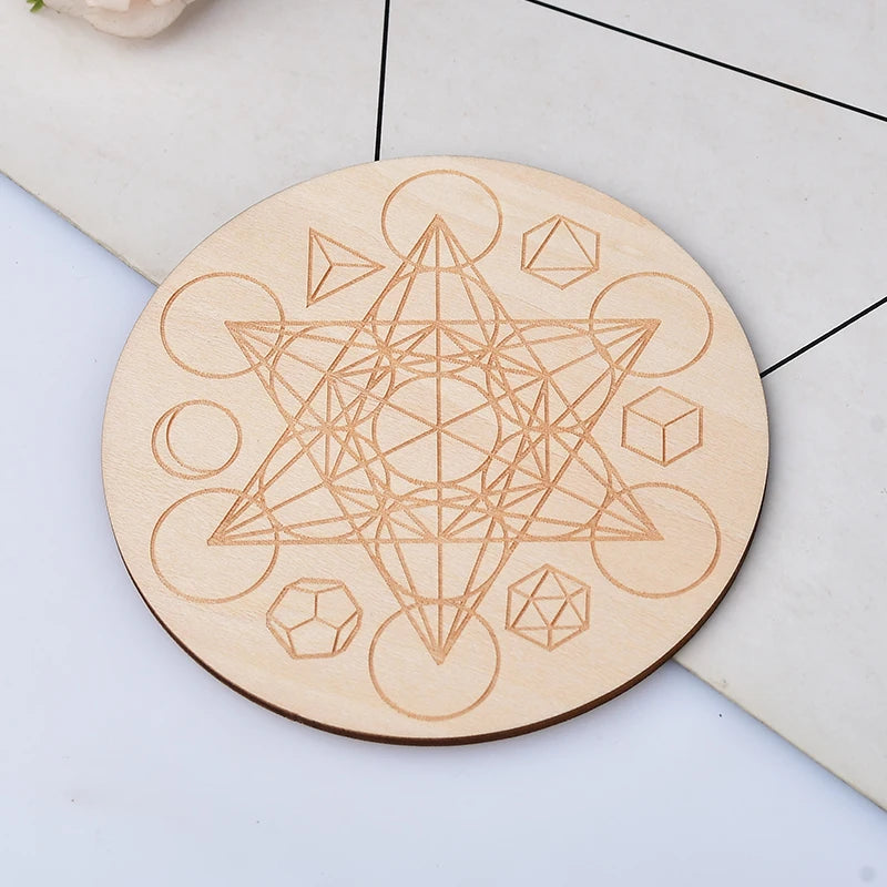 Seven Chakra Healing Stone Wood Plate
