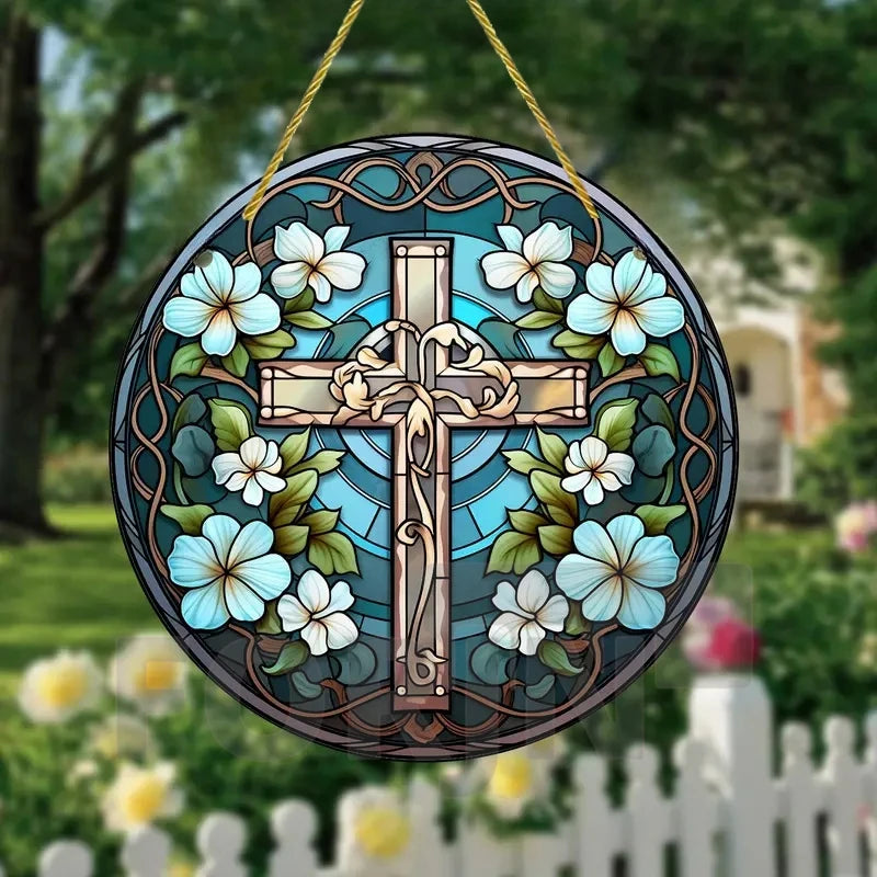 Christian Cross Suncatcher Hanging Decor