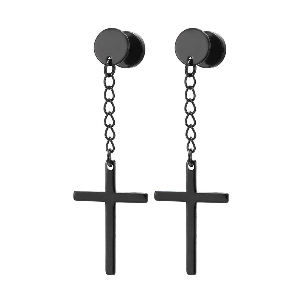 Stainless Steel Inverted Cross Stud Earrings