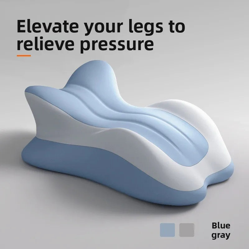 The Memory Foam Bed Wedge Pillow is a contoured blue or gray cushion designed for massage, relaxation, and relief from leg pressure—ideal for sleeping, anti-snoring, acid reflux, pain relief, and post-surgery recovery. No batteries included.