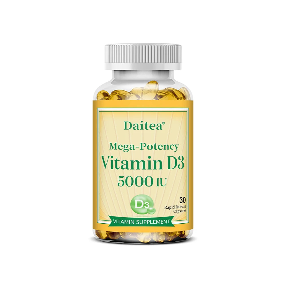 High Potency Vitamin D3 50,000 IU - 120 Vegetarian Capsules - Gluten Free Non-GMO, Nervous System Health, Support Immune