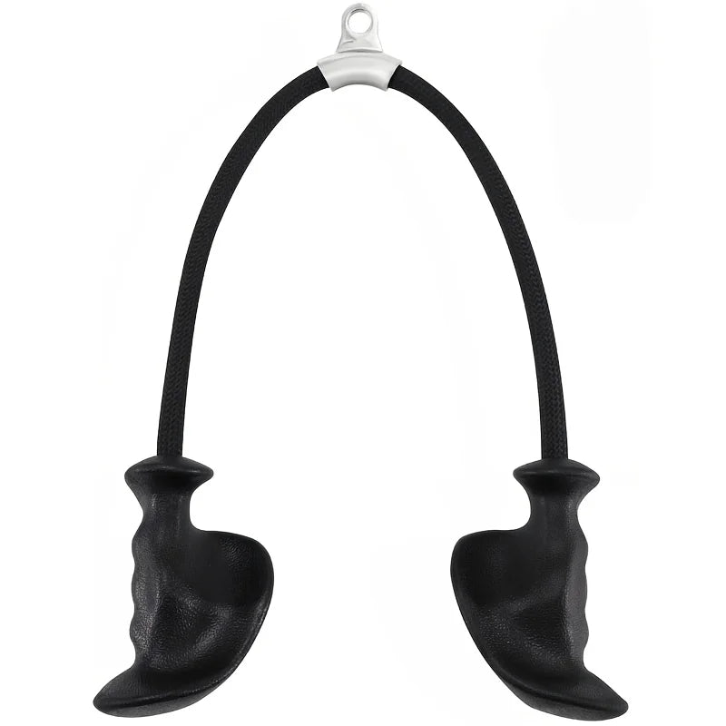 A tricep rope with ergonomic handles designed for cable machines and pulley systems, ideal for riders focused on strength training and overall performance.