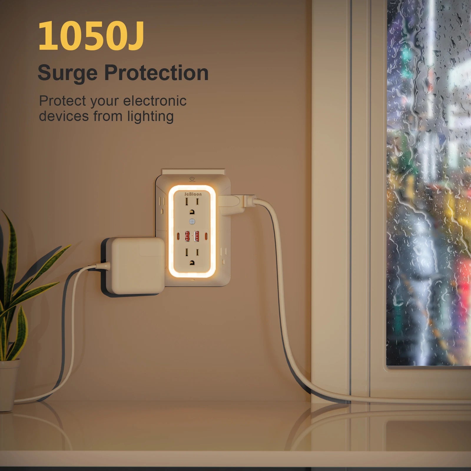 Wall Outlet Extender with USB Ports