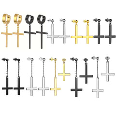 Stainless Steel Inverted Cross Stud Earrings