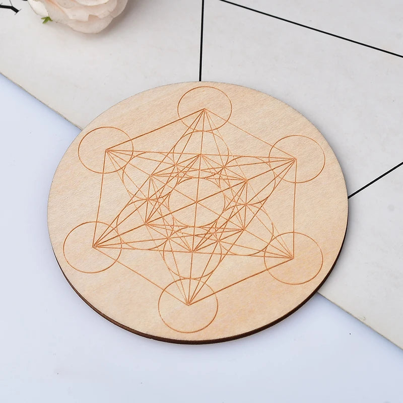 Seven Chakra Healing Stone Wood Plate