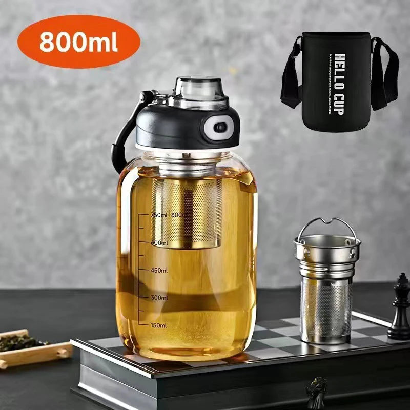 800/2500ml Large Glass Water Bottle with Lock Lid and Direct Drink Spout Reusable Sports Water Bottle for Gym Home Outdoor