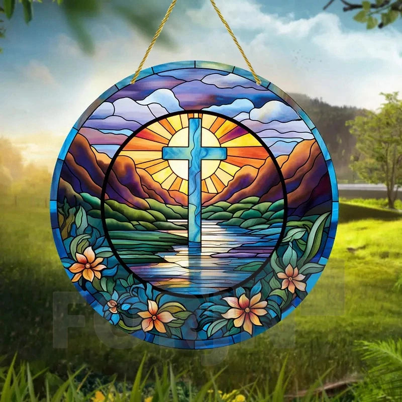 Christian Cross Suncatcher Hanging Decor