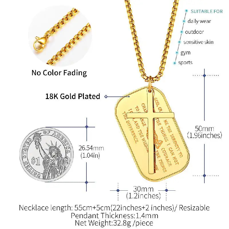 Christian Cross Prayer Necklace Jewelry