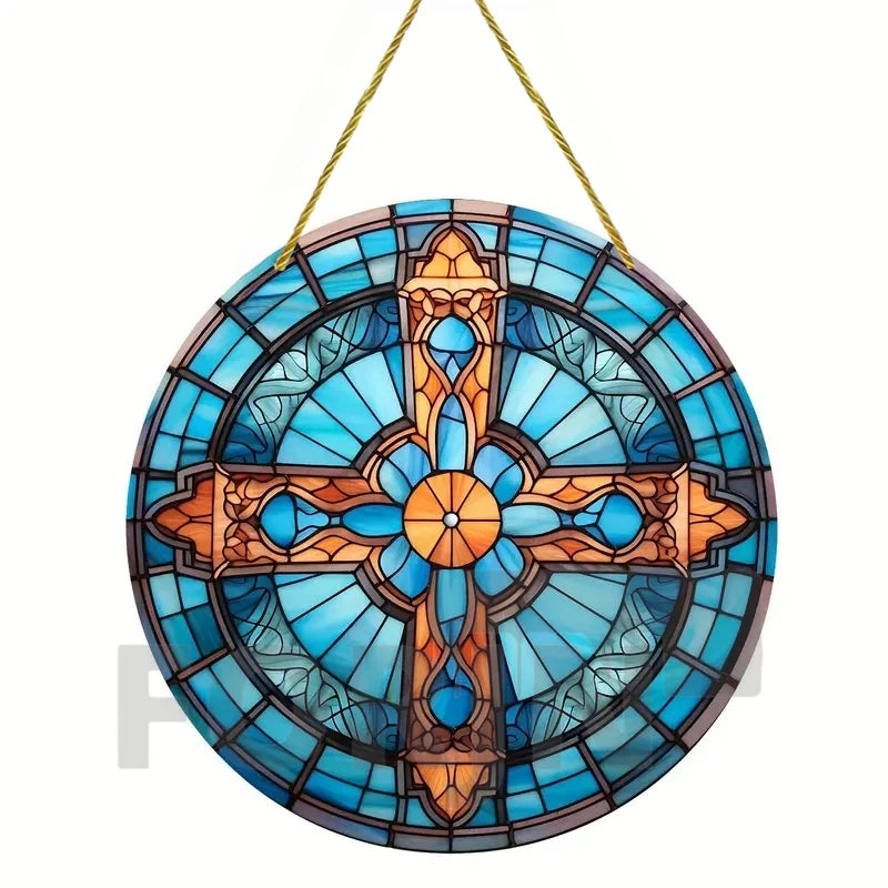 Christian Cross Suncatcher Hanging Decor