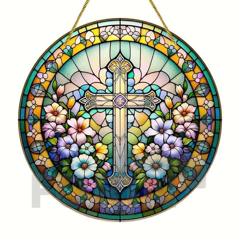 Christian Cross Suncatcher Hanging Decor