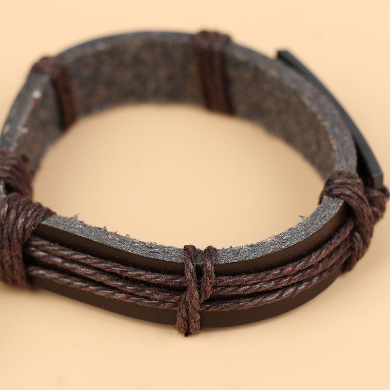 Vintage Cross Leather Rope Bracelet