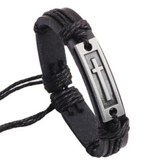 Vintage Cross Leather Rope Bracelet