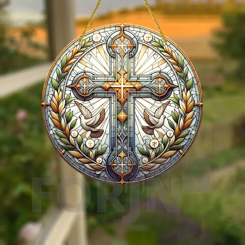 Christian Cross Suncatcher Hanging Decor