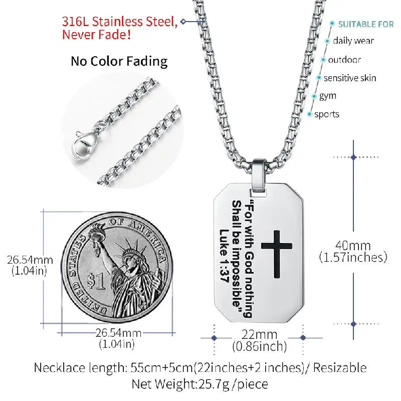 Christian Cross Prayer Necklace Jewelry