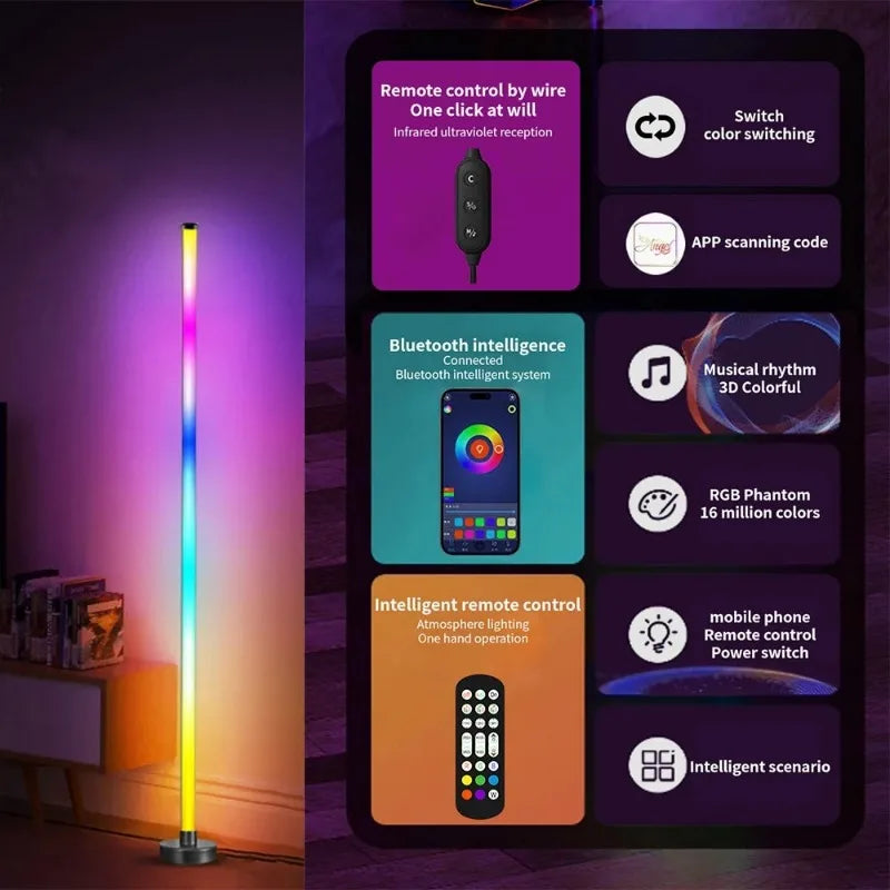 RGB LED Corner Floor Lamp