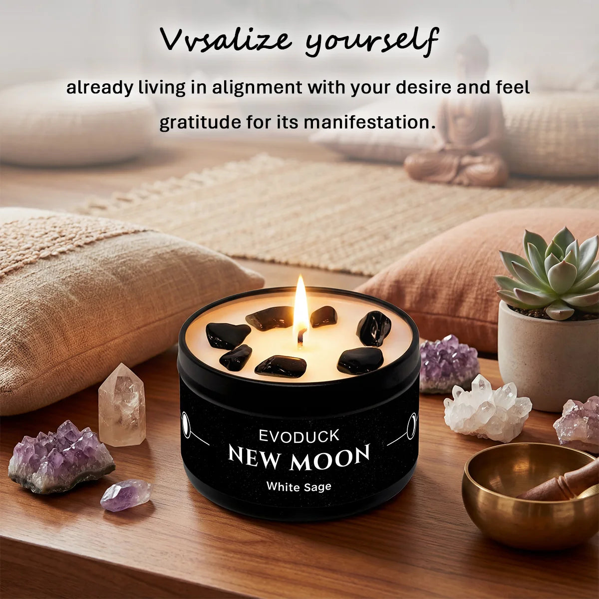 New Moon Crystal Energy Scented Candle