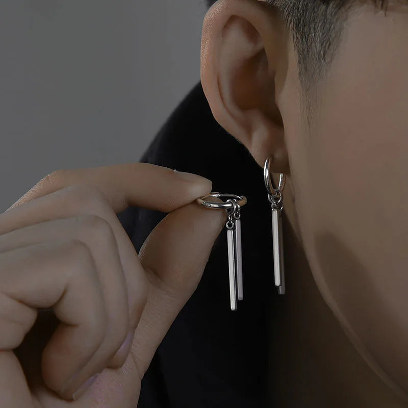 Silver Cross Dangle Drop Earrings