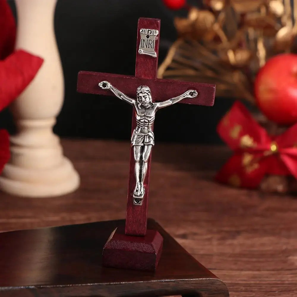 Wooden Jesus Cross Stand