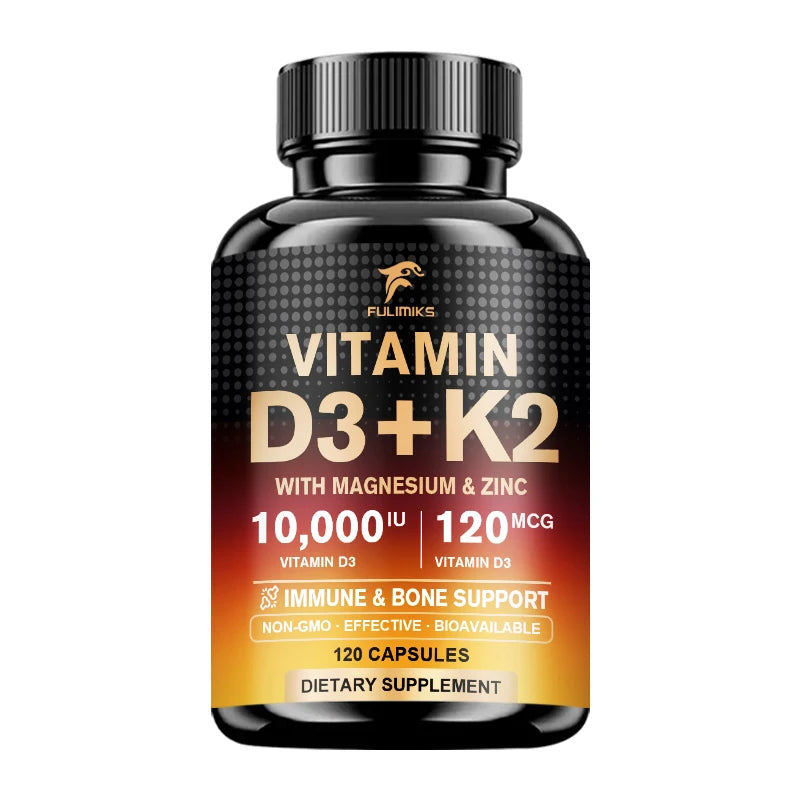 Fulimiks Vitamin D3 K2 Capsules, with Magnesium & Zinc, Support Bone & Dental, Heart, Cardiovascular Health, Immune Defense