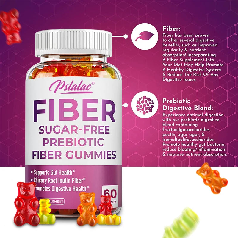 Prebiotic Sugar-Free Fiber Gummies - Supports Digestive Health, Promotes Overall Gut Health, and Regulates Stomach Function