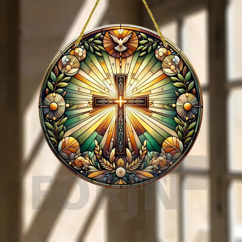 Christian Cross Suncatcher Hanging Decor