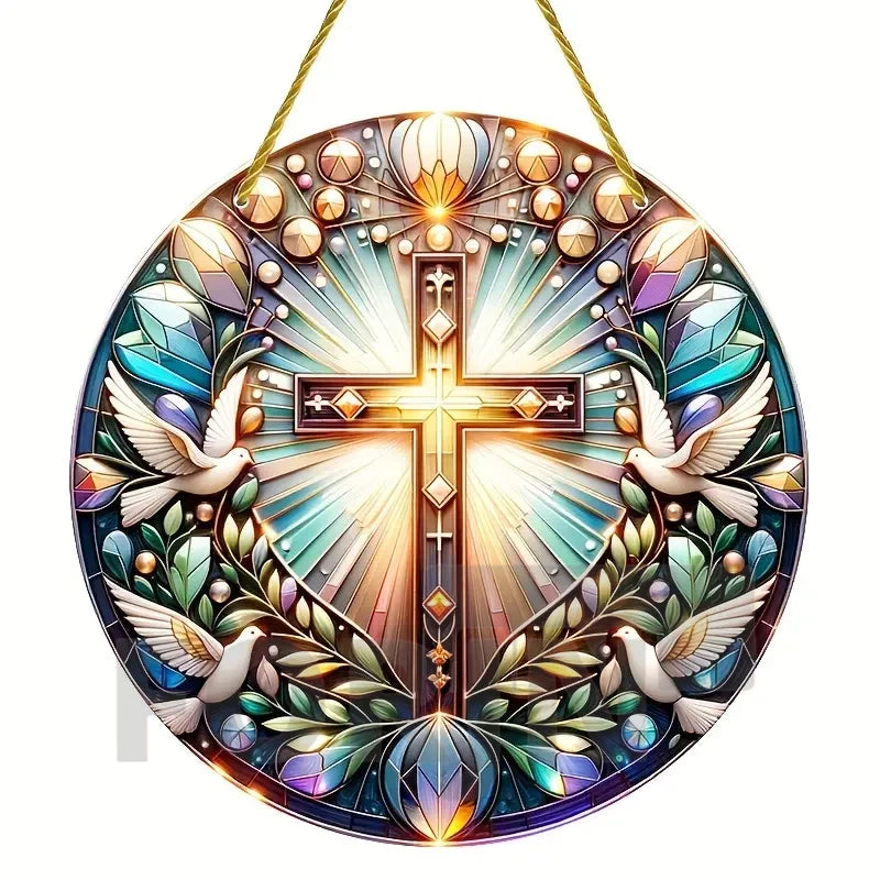 Christian Cross Suncatcher Hanging Decor