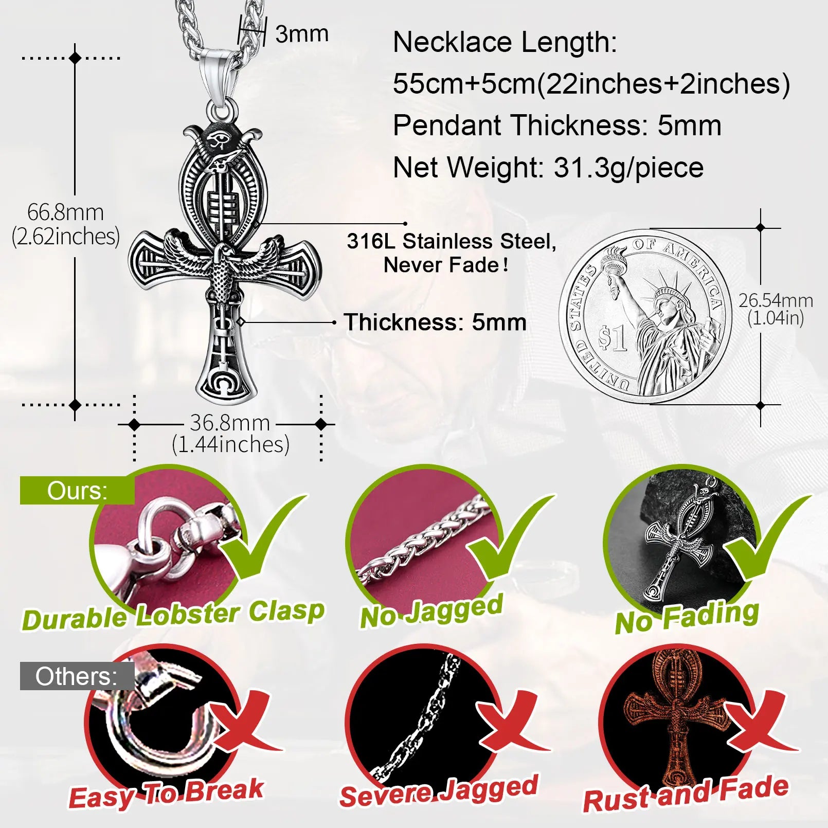 Christian Cross Prayer Necklace Jewelry