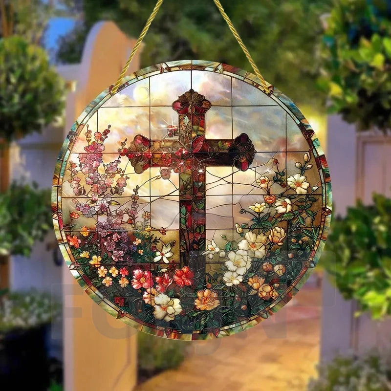 Christian Cross Suncatcher Hanging Decor