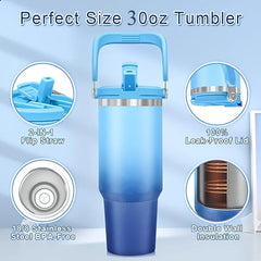 Large Capacity 304 Stainless Steel Vacuum Tumbler with Straw Handle Insulated Outdoor Car Cup for Travel Commuter