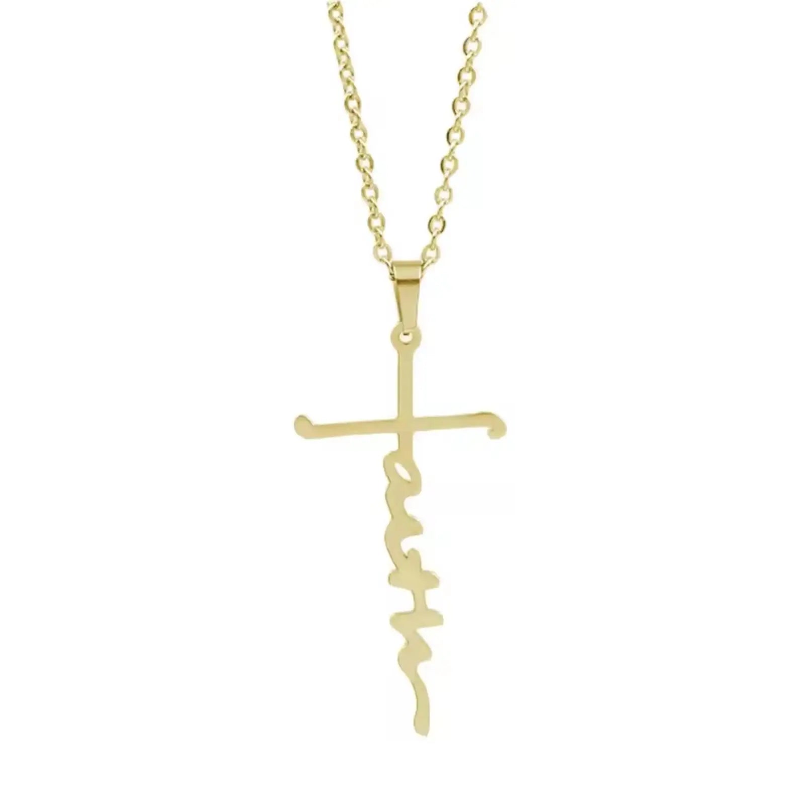 Faith Cross Pendant Necklace Unisex