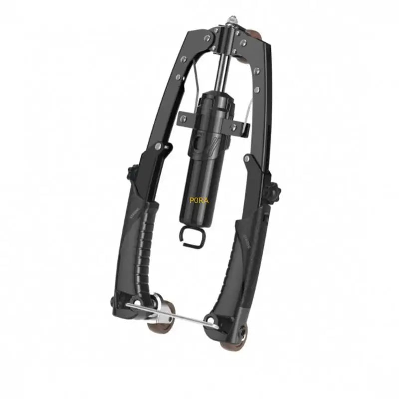 The Hydraulic Arm Exerciser Adjustable Resistance Home Fitness Equipment features a central cylinder, dual curved handles, small wheels, and metal parts; perfect for unisex arm or strength training at home.