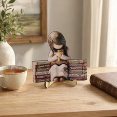 Reading Girl Wooden Bookshelf Decor