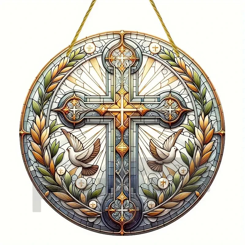 Christian Cross Suncatcher Hanging Decor