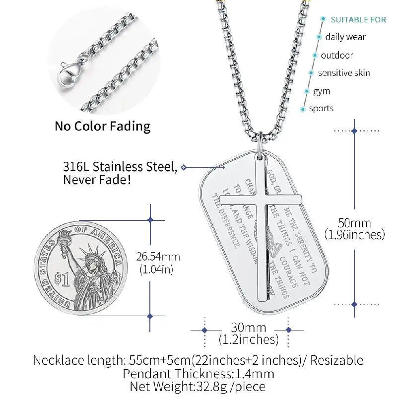 Christian Cross Prayer Necklace Jewelry