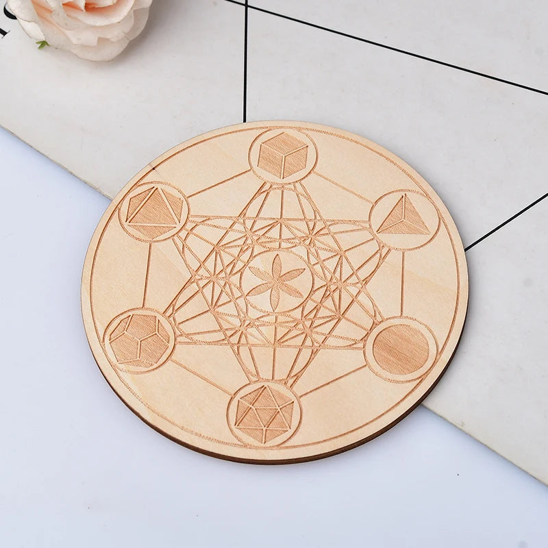 Seven Chakra Healing Stone Wood Plate