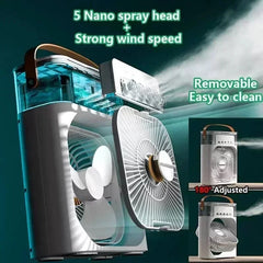 3-in-1 Portable Mini Air Cooler with LED Night Light and Humidifier