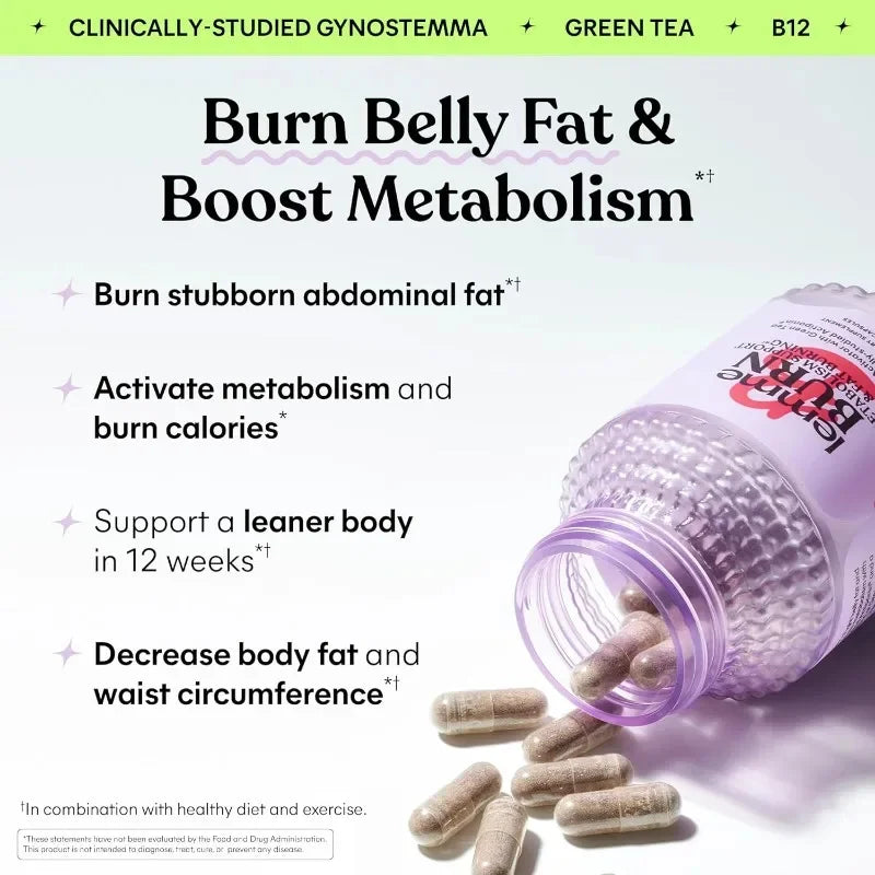 Metabolism, Belly Fat Burning + AMPK Activating Supplement for Men & Women Gynostemma, Green Tea Extract Vitamins B6 & B12 60pcs