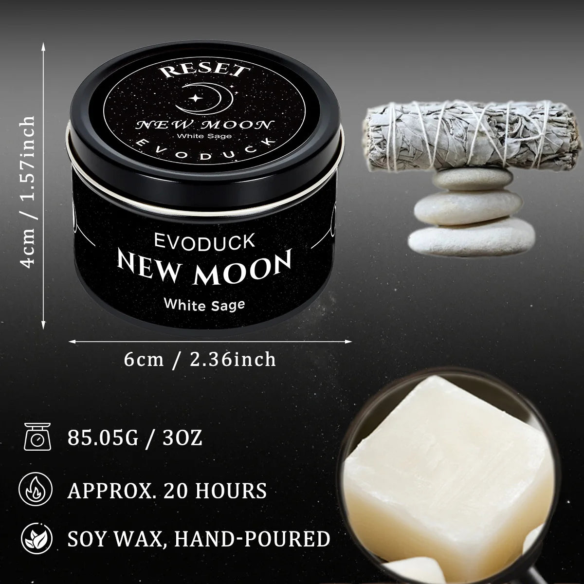 New Moon Crystal Energy Scented Candle