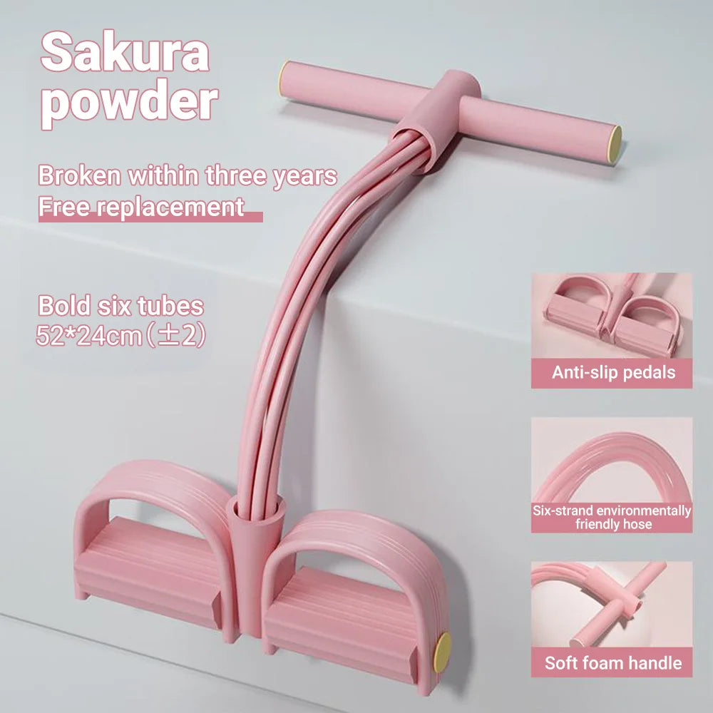 6-Tube Resistance Band Multi Function Tension Rope Fitness Bands 6-Tube Elastic Yoga Pedal Puller For Sports Exercises At Gym