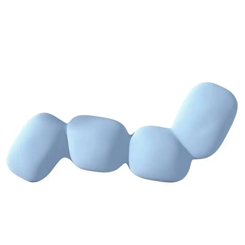 A light blue, modern Memory Foam Hold In Bed Sleeping Body pillow for pregnant women, with an abstract shape, soft geometric sections, removable washable cover, and ice silk comfort for enhanced orthopedic support.
