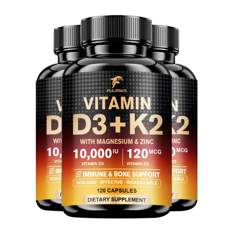 Fulimiks Vitamin D3 K2 Capsules, with Magnesium & Zinc, Support Bone & Dental, Heart, Cardiovascular Health, Immune Defense