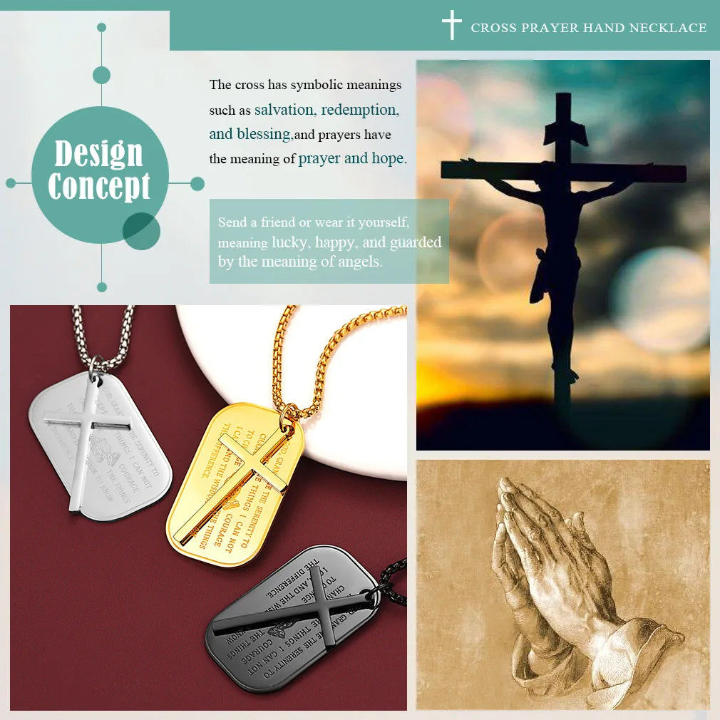 Christian Cross Prayer Necklace Jewelry