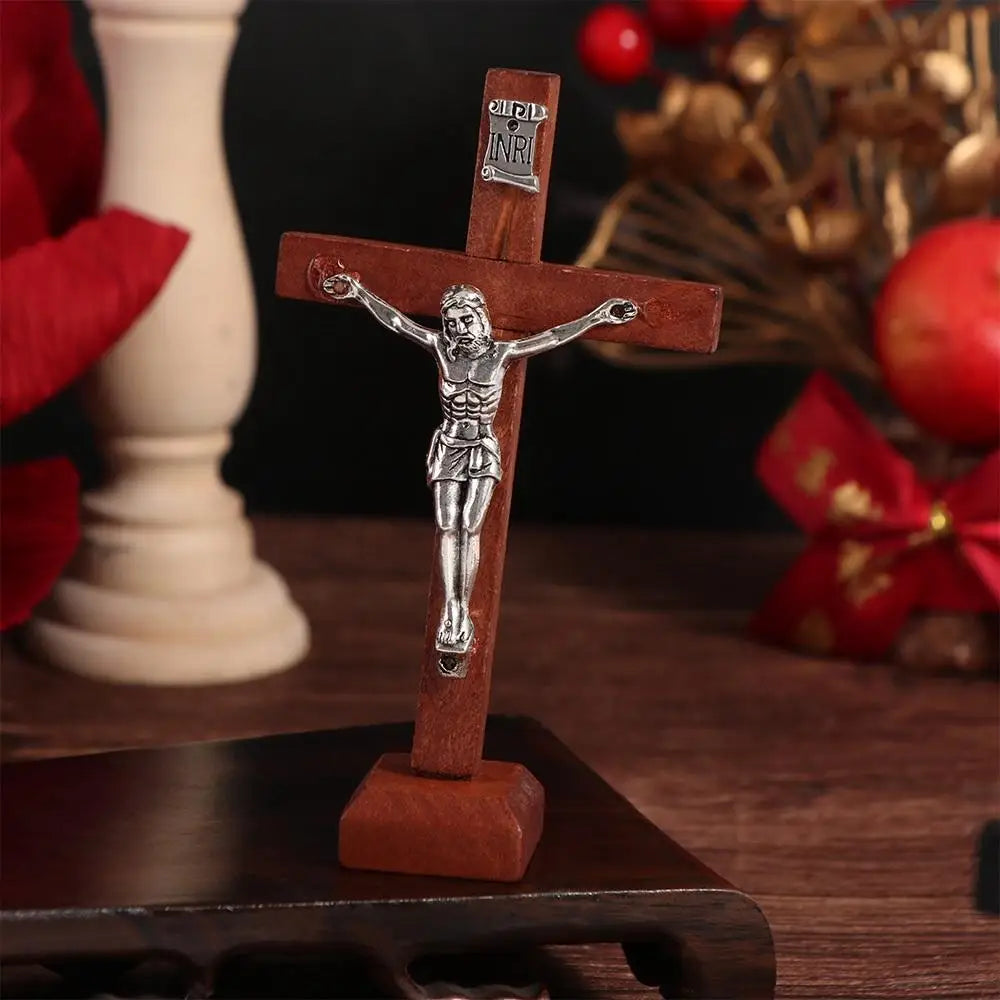 Wooden Jesus Cross Stand