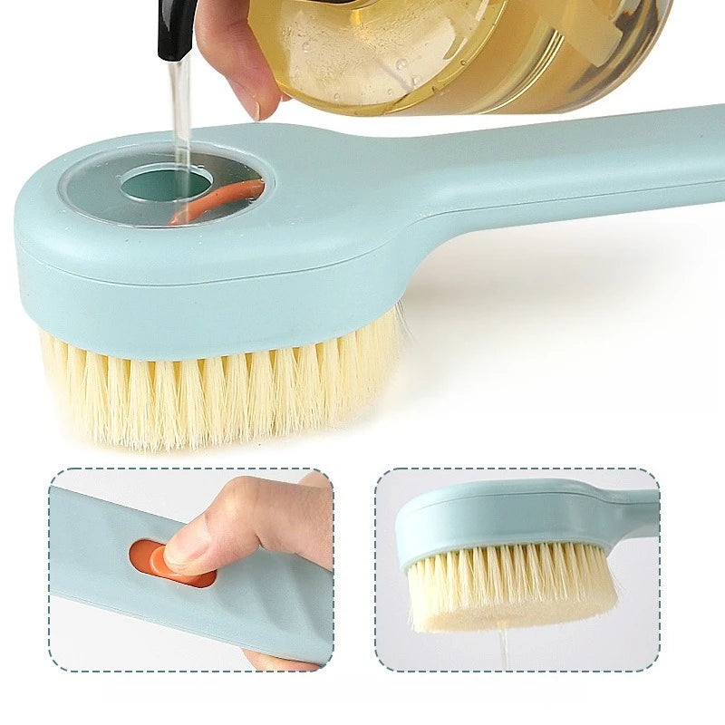 Long Handle Plus Liquid Bath Brush Push-pull Liquid Bath Brush Hangable Long Handle Soft-bristled Back Bath Brush