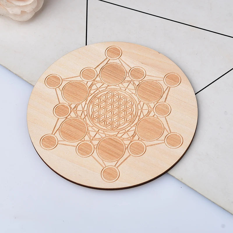 Seven Chakra Healing Stone Wood Plate
