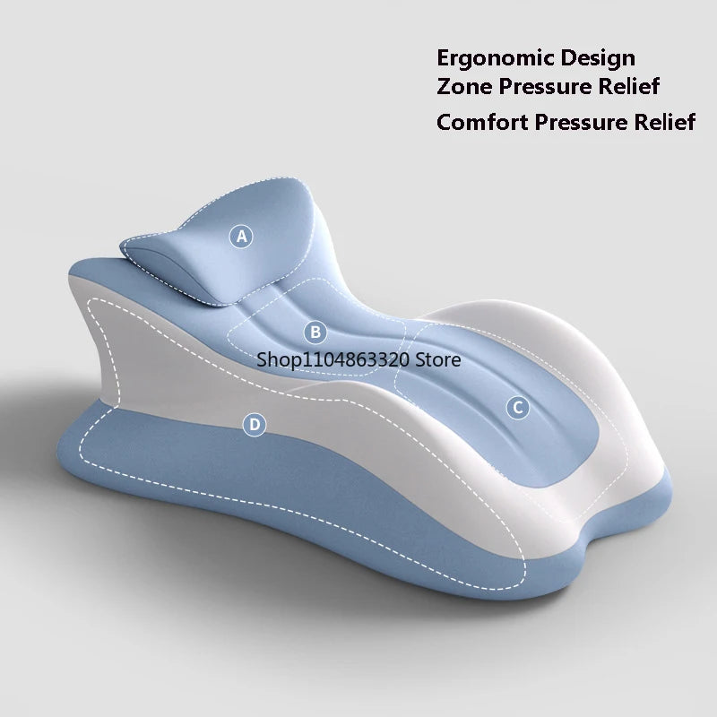 The Memory Foam Pillow offers ergonomic support for neck, leg rest, or reading in bed and sofa. Made with polyester cotton and latex foam, it features labeled zones (A-D) for pain relief and bedding-quality comfort.