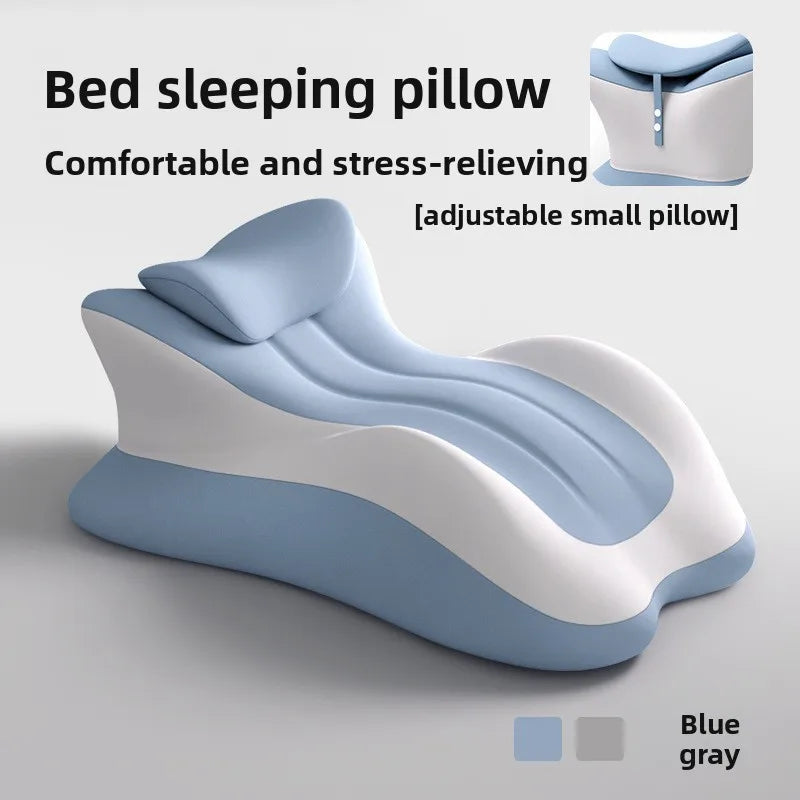 The Memory Foam Bed Wedge Pillow from Mainland China, in blue and gray, features an adjustable small pillow for comfort, massage & relaxation. Ideal for anti-snoring, acid reflux relief, pain relief; no batteries included.